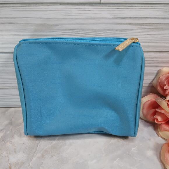 Pretty Little Cosmetic Bag in Turquoise Blue by Estée Lauder Vtg '90s New-Unused - Picture 5 of 7